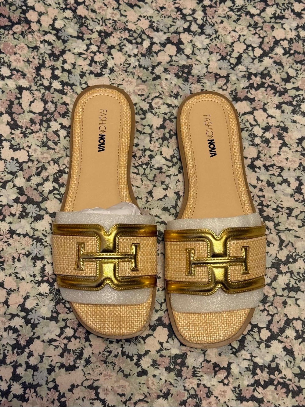 Fashion Nova Gold Braided Slide Mules - Metallic Gold